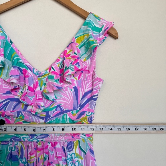 Lilly Pulitzer Womens Asymmetrical Dress Xs Pink Ruffles Casual Resort Vacation - Picture 7 of 11
